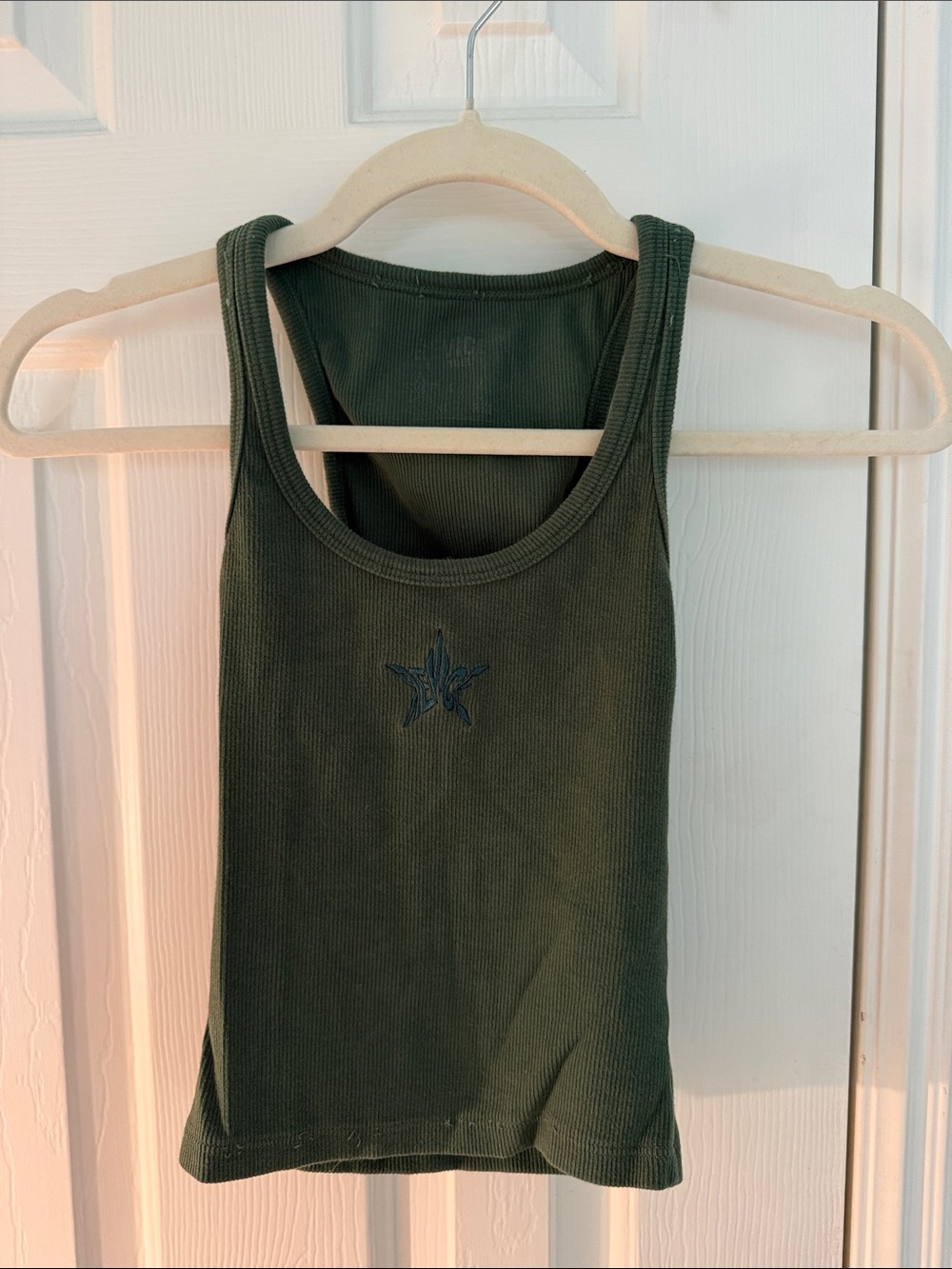 REVICE Olive Green Ribbed Tank Top